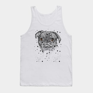 Puppy Pug Scribble Artwork Face Tank Top